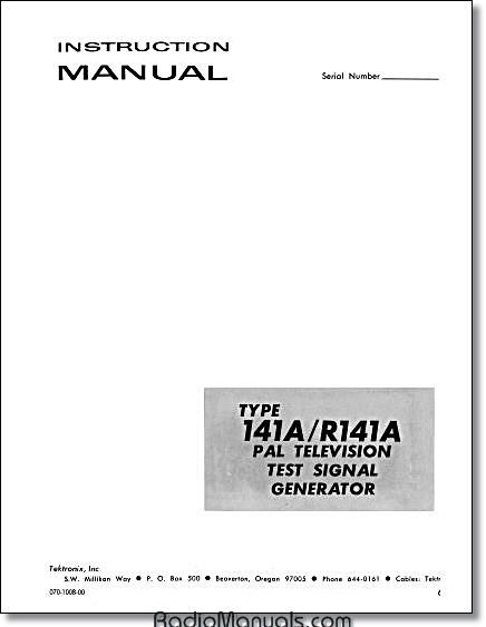 Tektronix 141A Instruction Manual